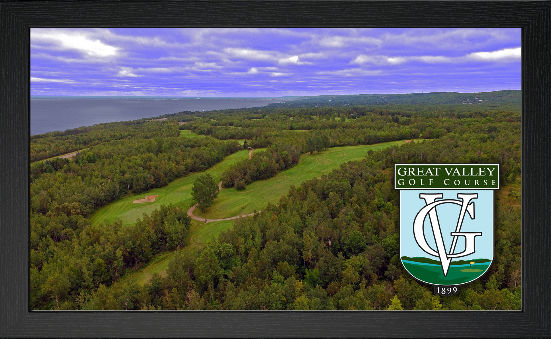 display image of golf course with logo overlay