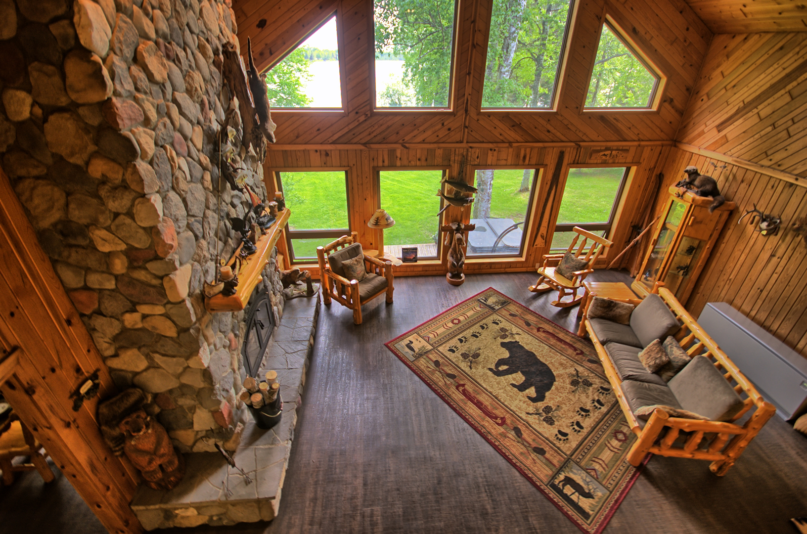 greatroom view in log home