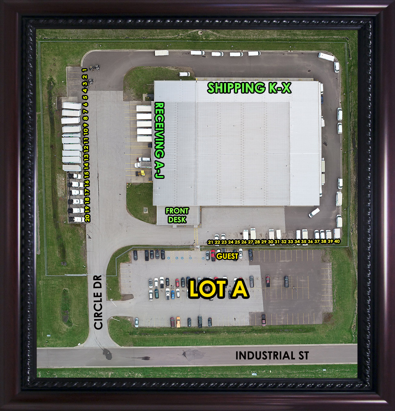 display image of warehouse overhead view
