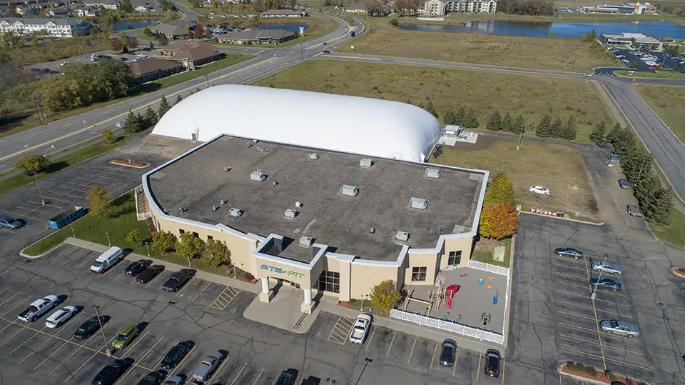 aerial photo of commercial building