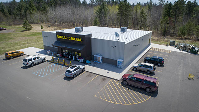 aerial photo of retail store